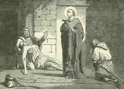 القدّيس شارل بوروميه يسعف أحد المصابين بالطاعون.